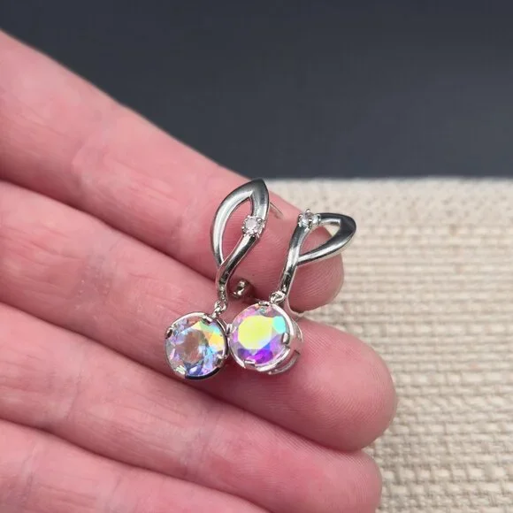 Sterling Silver Mystic Topaz Colorful Gemstone Earrings A6156 - Picture 4 of 7